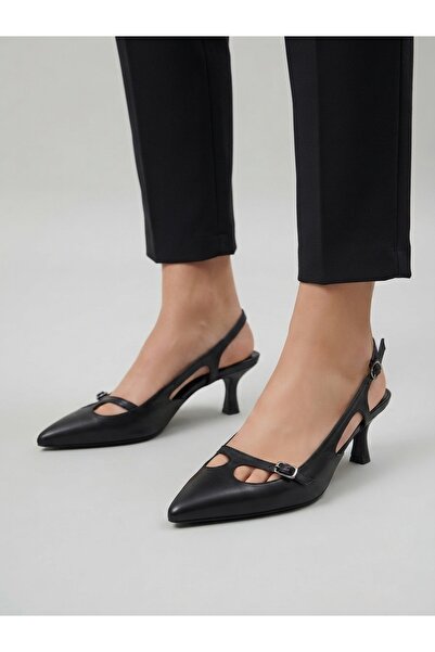 Rüya Shoes Pointed Toe Comfortable Classic Heeled Genuine Leather Shoes - 7 cm