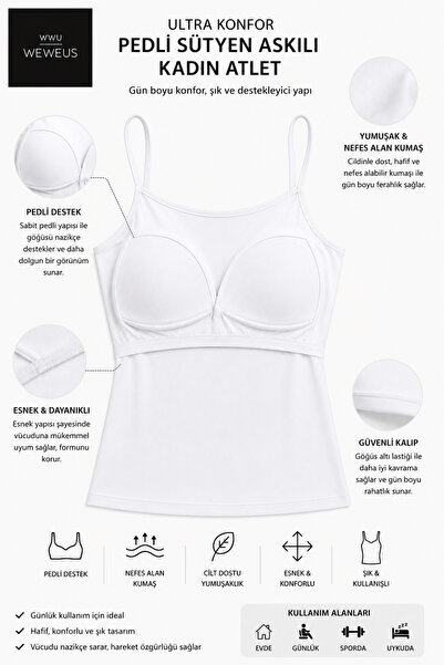 Weweus White Padded Bra Thin Straps Women's Athlete