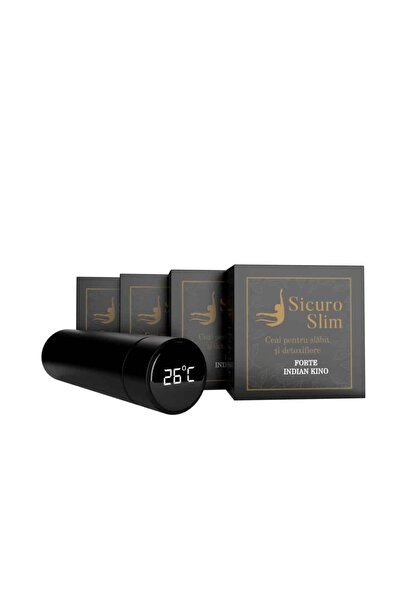 Sicuro Pachet 4 ceaiuri de slabit Indian Kino si Termos cu infuzor, Slim, 240 g