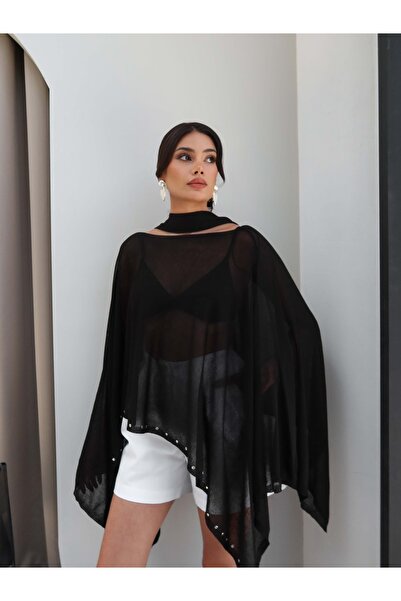 ESRAHELVACI Transparent Blouse with Stones and Scarf