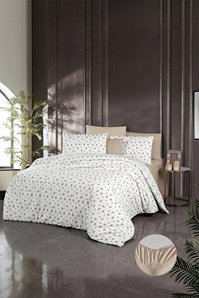 aytunç Ecrin 100% Cotton Double Elasticated (Fitted) Duvet Cover Set 200X220