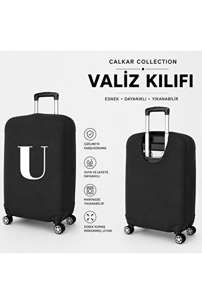 CALKARCOLLECTION Alphabet Alphabet2 Printed Black Luggage Cover Suitcase Prot...
