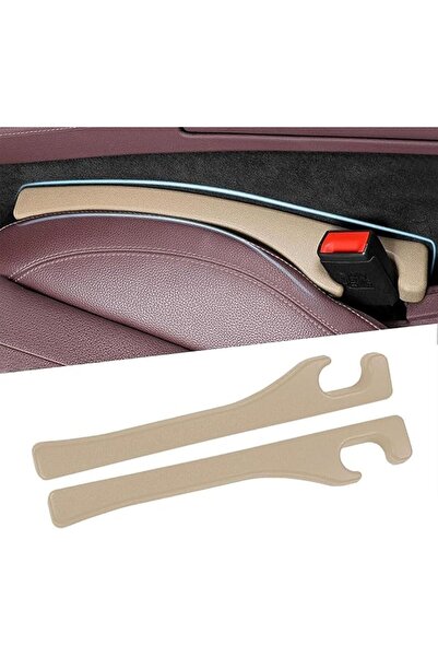 X SPRING Car Seat Gap Filler, Beige PU Leather Set of 2, Universal Fit Seat C...