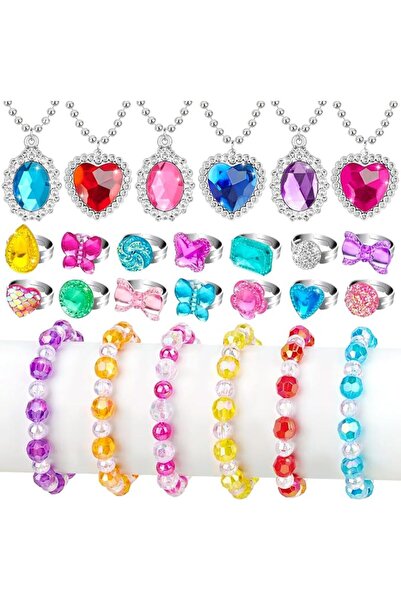 TERRIFI Princess Jewelry Set for Girls Dress Up Play Accessories with Beaded ...