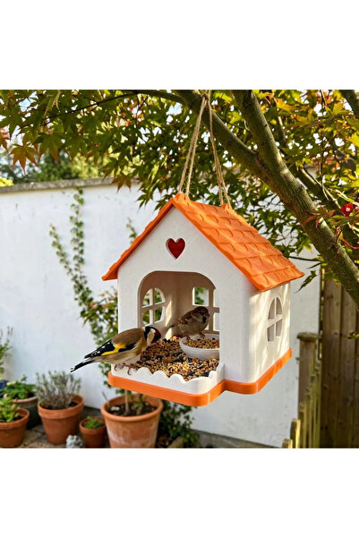 CMHOME Decorative Garden and Balcony Bird Feeder with Heart Detail and Roofed...
