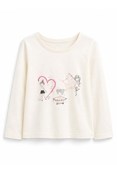 GAP Kids Gap Baby Girl Crew Neck Ballerina Patterned Cotton Long Sleeve Combe...