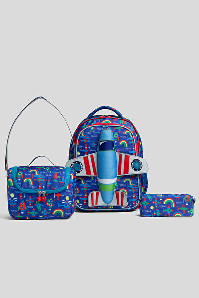 VEIBAG Hürkuş Dokunmatik Işıklı Uçak Figürlü İlkokul Sırt Çantası Beslenme ve...