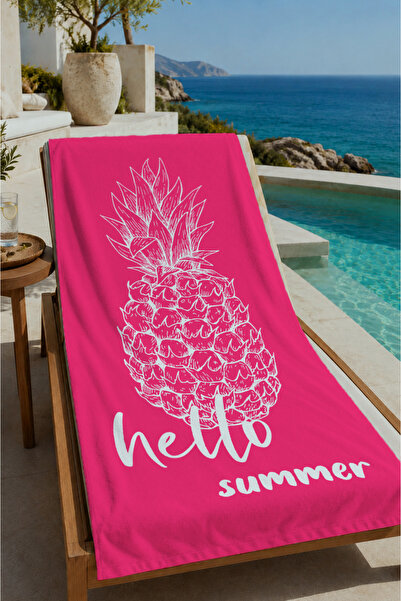 Evmila Ružičasti Hello Summer peškir za plažu sa ananas uzorkom 70x150 - digi...
