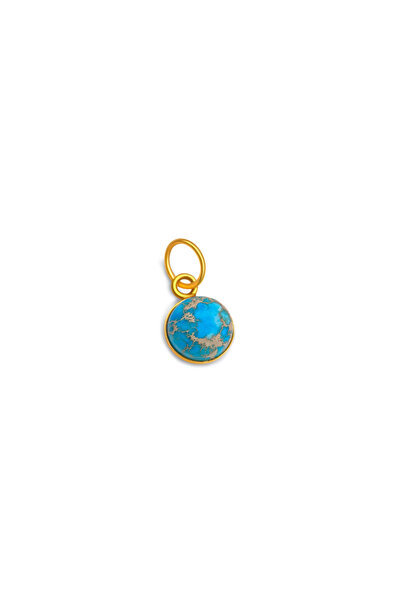 INSENTO Pandantiv cabochon din argint placat cu aur de 24K, 8 mm - Turcoaz