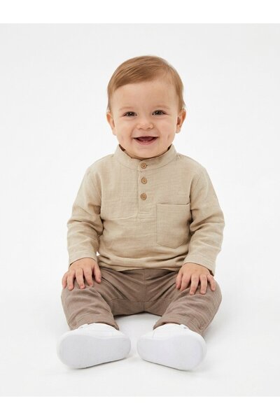 Kids Kingdom Organic Hakim Yaka Muslin Baby Boy Pants and Shirt 2-Piece Set