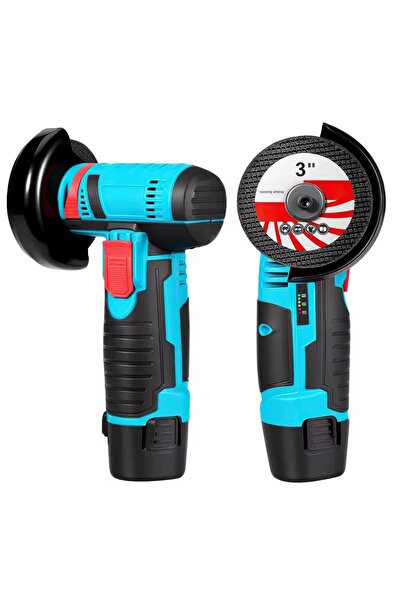 PlayFun Mini Polizor Unghiular Portabil cu Acumulator 48V, 2 Baterii si 5 Dis...