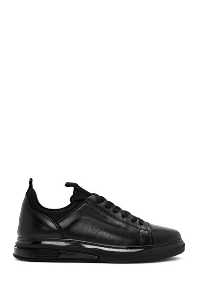 Derimod Men's Black Lace-Up Thick-Soled Leather Sneaker Wm660005Dv
