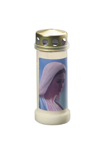 Bolsius Set 4 x Candela Nr. 6 cu Capac Maica Domnului Portret, Alb