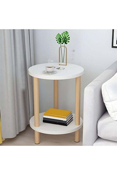 DubaiGallery Modern 2-Tier Round Side Table – 50 × 50 × 53 cm Elegant round s...