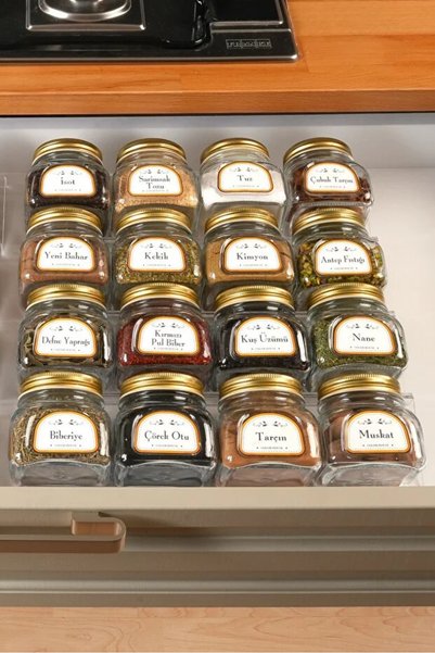 favorin 12 Pieces Spice Rack Homemade Collection Glass Jars 300Cc and Spice Label Set