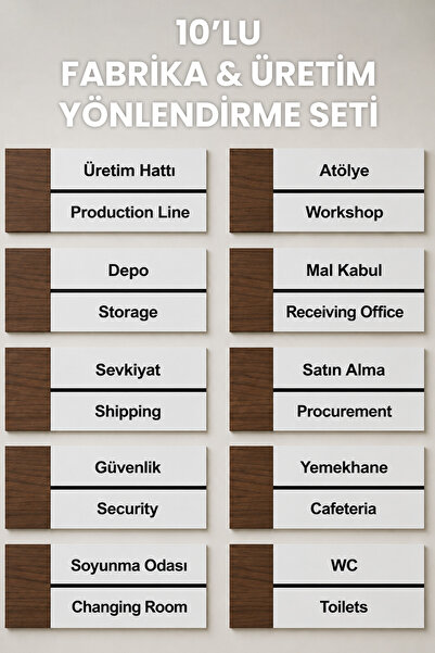 212toyzz 10'Lu Fabrika&Üretim Ofis Oda Kapı İsimliği Yönlendirme Tabelası Lev...