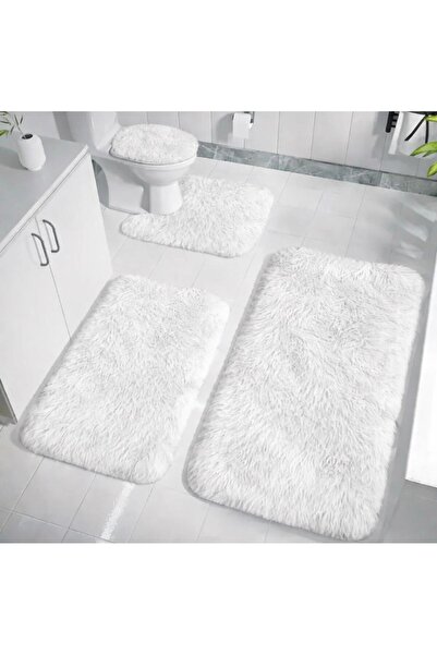 EKN BEĞENDİ HOME Kaymaz Taban Yıkanabilir Peluş Post 4’lü Banyo Halı Paspası ...