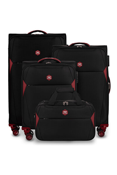 WINGS BRAND Set de 3 valize DIPPER + Geantă de cabină cu aripi NEGRU