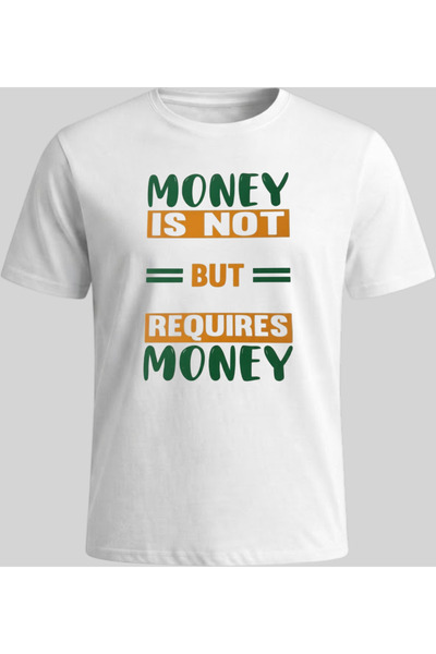 Nazlyna Alb, 100% bumbac, tipografic, cu textul: "Baniul nu este... " Tricou ...