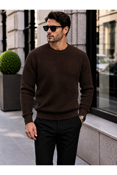 H&E LUXURY DESIGN Men's Sports Brass Knit Detailed Sweater