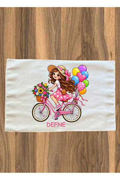 Elbasan Tekstil İsme Özel Beslenme Örtüsü 30 x 40 Cm Bisiklet Baskılı