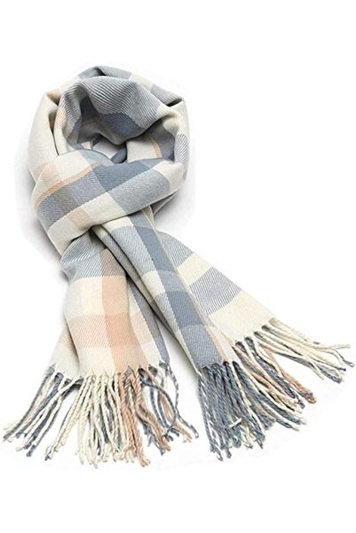 STARSTAR Women's plaid scarf blue 200x60cm warm tassel winter shawl.