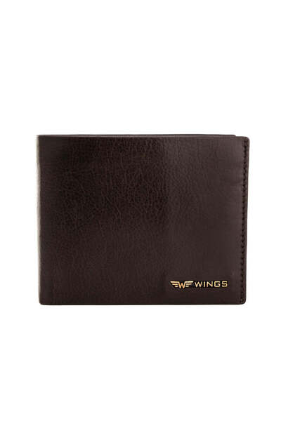 WINGS BRAND WINGS Portofel bărbătesc din piele de vacă cu clapetă, Maro