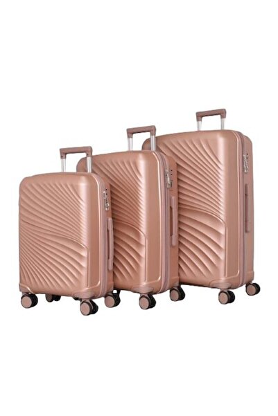 OEM Set de 3 valize Perfect Line PP, 76x50x30 cm, Extensor, roz pudră