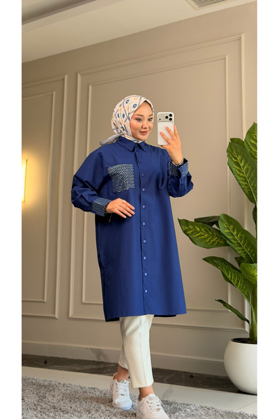 Suede Style 6594 - Stylish Comfortable Sleeve Cuff and Pocket Stone Detailed ...