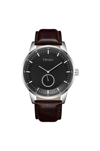 TRNDA Men's Stainless Steel Watch, Brown Leather Band | Trn-Ss43b