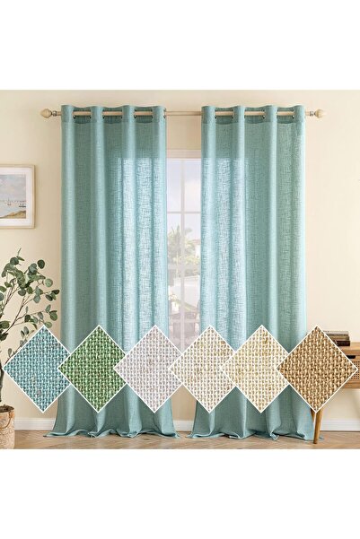 OtherMax Draperii voal transparente, set de 2 bucăți, 140x300 cm turcoaz — dr...