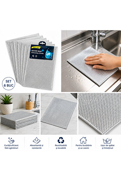 OEM Set de 6 lavete abrazive, 20x20, multifuncționale, reutilizabile, care nu...