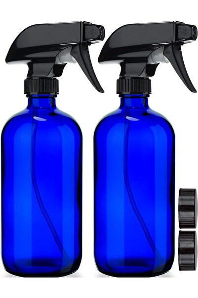 Sally's Organics Empty Blue Glass Spray Bottle - Large 16 oz Refillable Conta...
