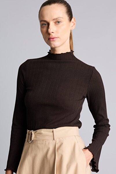 DeFacto Slim Fit Ruffle Trim Ribbed Camisole Long Sleeve Tunic I1459Ax26Au