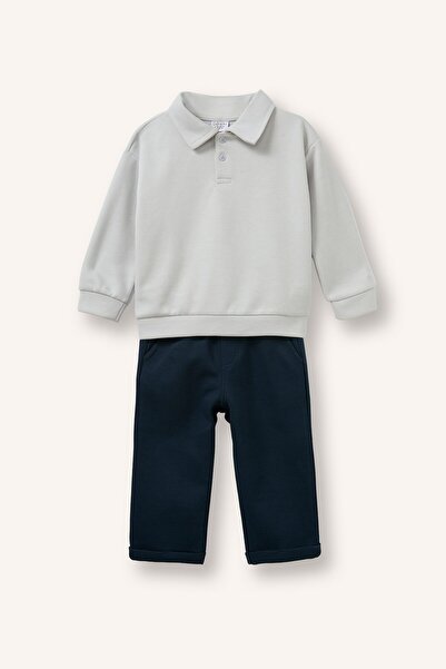 DeFacto Polo Collar Long Sleeve Top Wide Leg Bottom 2-Piece Set Baby Boy I027...