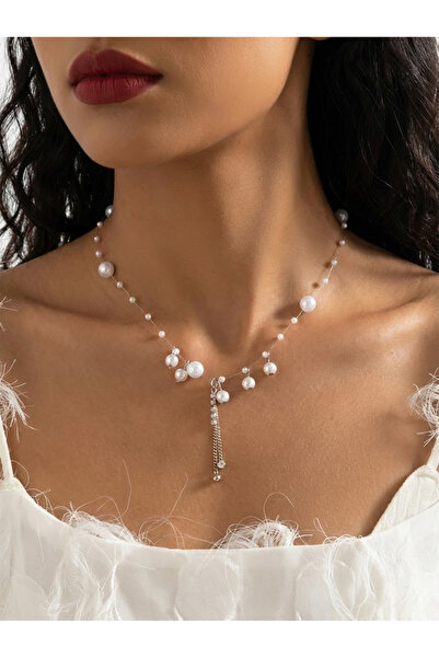 Take Two By Styli Faux Pearl Lariat Necklace