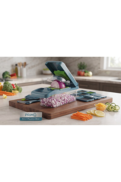 Primo Plus PR910 Versatile 16-in-1 vegetable cutter—chops, grates, and slices...