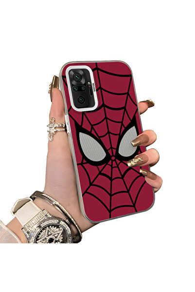 Hontinga Redmi Note 10 Pro Uyumlu Silikon Kenar Sert Arka Kılıf Couple Spider...