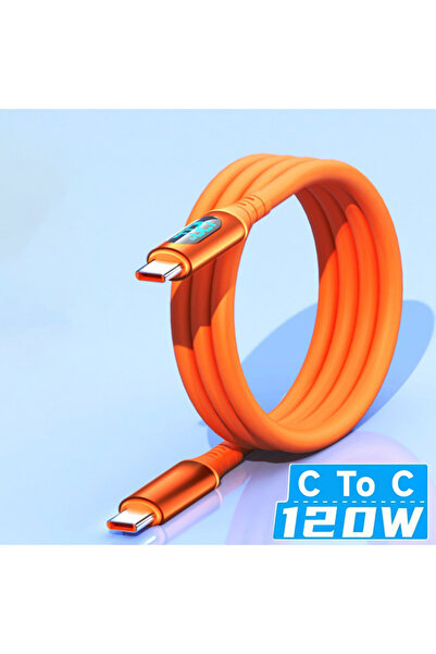 Choice5 1m C to C Orange NNBILI 120W USB Type C To Type C Cable LED Display F...