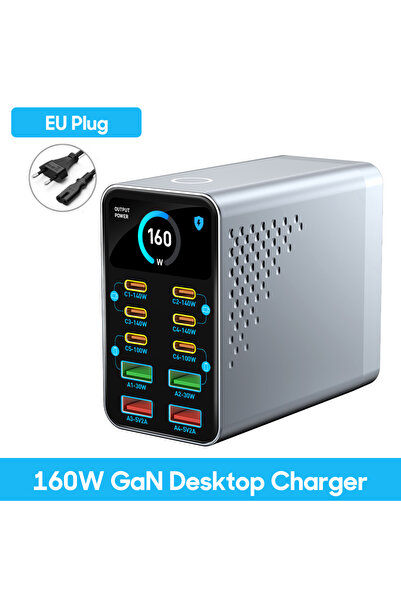 Choice3 EU Plug 160W GaN Charger 10-IN-1 140W PD3.1 PPS USB Type C Digital Di...