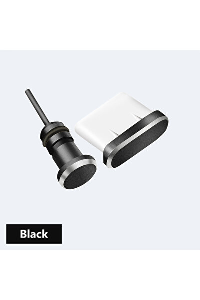 Choice9 Black USB Type C Metal Dust Plug With 3.5mm Earphone Jack Protector F...