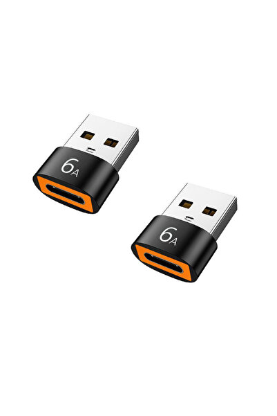 choice2 2PCS Black 6A USB To Type C OTG Adapter USB USB-C Male To Micro USB T...
