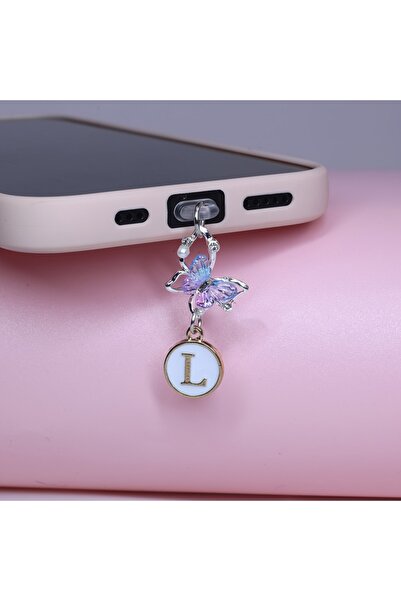 Choice10 L Customized Letter Butterfly Phone Dust Plug DIY Iridescent Crystal...