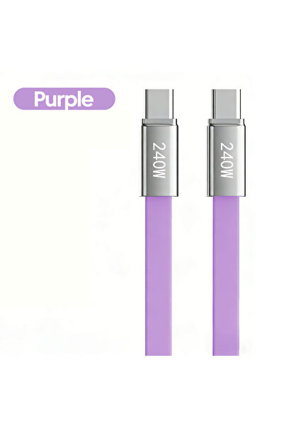 choice2 Purple 240W Super Fast Charge PD Type C Liquid Silicone Cable Quick C...