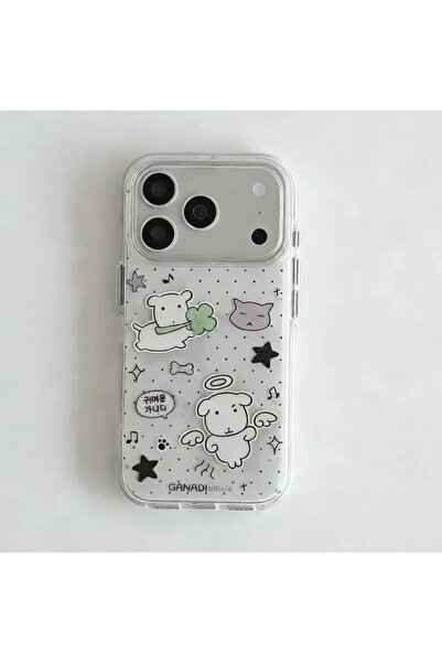 Choice9 iPhone 15 Only case B Korean Ins Cute Big Head Puppy Polka Dots Carto...