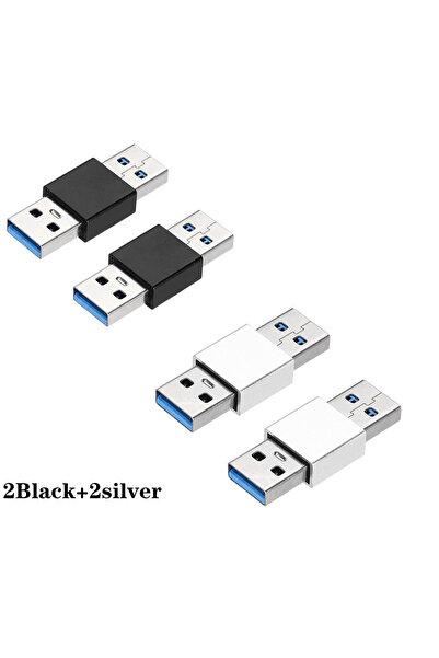 choice2 2Black and 2silver 1/2/4Pcs USB Male to Male Adapter, USB 3.0 Coupler...