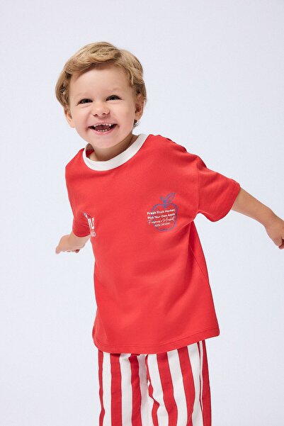 DeFacto Oversize Printed Contrast Collar Short Sleeve T-Shirt Baby Boy I6238A...