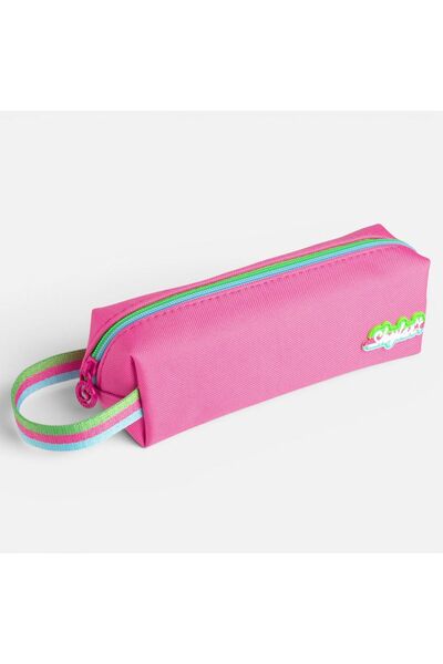 Zâna Casei Penar cilindric roz cu fermoar bicolor 21x6x6cm