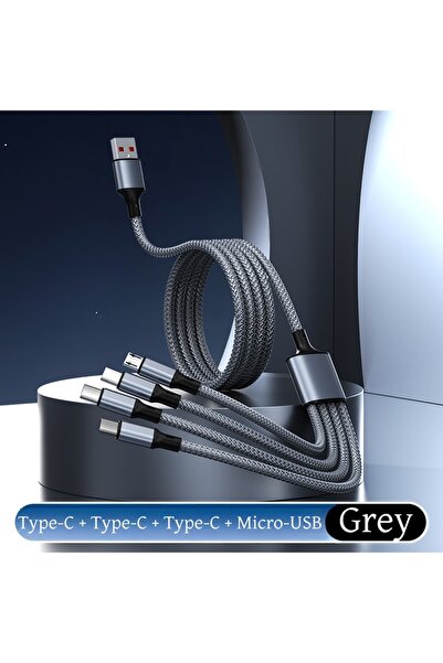 Choice11 USB-A to Multi 2m 3Type-c 1Micro USB 4-in-1 Multifunctional Charging...