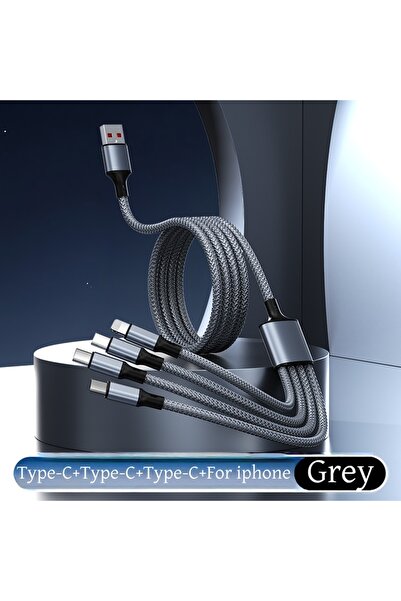 Choice7 USB-A to Multi 1.3m 3Type-c 1Lightning 4-in-1 Multifunctional Chargin...